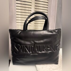Saint Laurent Black Quilted Leather Tote Bag
